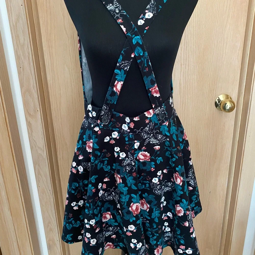 Death's Head moth/floral print cross back skater skirt jumper. New without tags - Picture 2 of 6